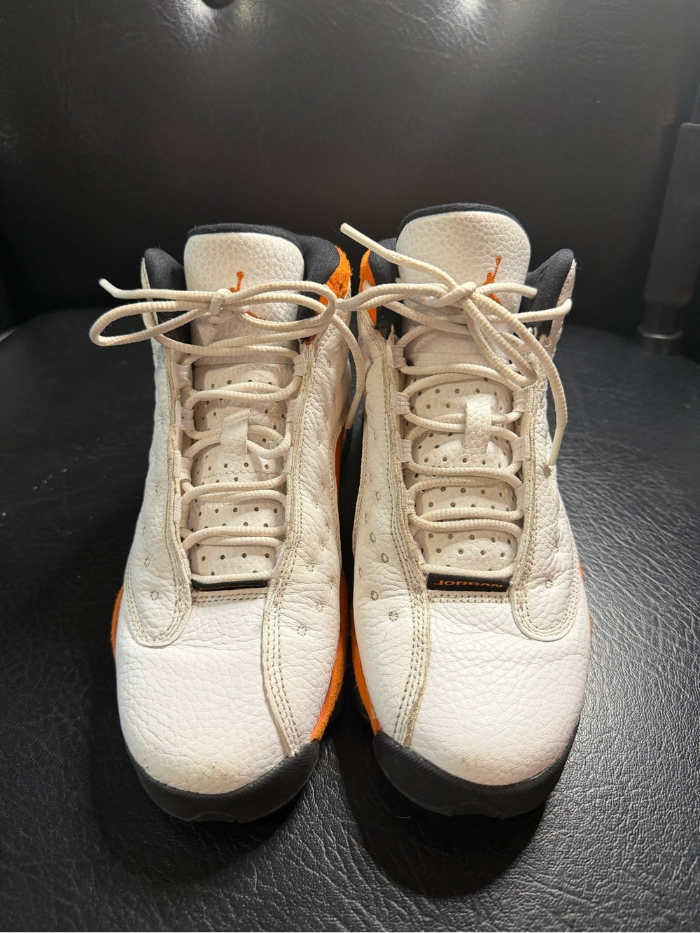 Jordan White Sneakers with Bright Orange Accents